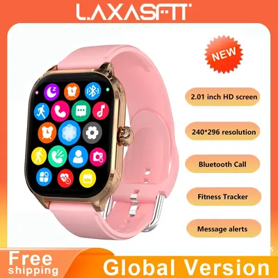 LAXASFIT 2024 새로운 패션 스마트 시계 심박수 모니터 스포츠 피트니스 시계 안드로이드 IOS에 대한 방수 음성 통화 스마트 시계